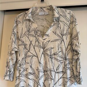 Cynthia Rowley Black Leaf Print Blouse